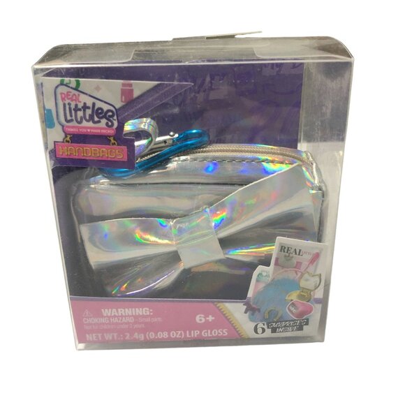 Real Littles Handbags 6+ Purse Holographic Silver Bow Design Mystery Accessory - Picture 1 of 2